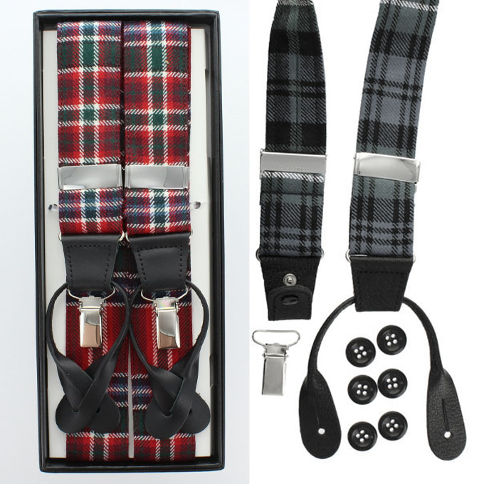 Braces, Tartan Suspenders Dual Clip & Button, MacBean Tartan